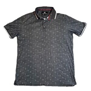 Butter Cloth Polo Shirt Men Medium Short Sleeve Geometric All Over Print Stretch